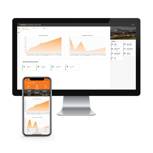 Animal Performance app on smartphone and computer